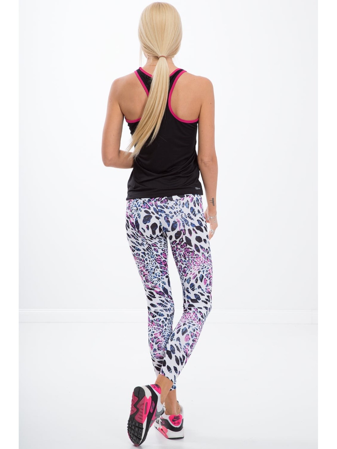 Jambiere sport alb cu imprimeu leopard H006 - Magazin online - Boutique